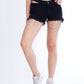 Double Waistband Black Jeans Shorts With Strings