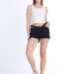 Double Waistband Gray Jeans Shorts With Strings OB-600ABL