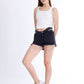 Double Waistband Gray Jeans Shorts With Strings OB-600ABL