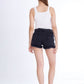 Double Waistband Gray Jeans Shorts With Strings OB-600ABL