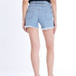 Black Ripped Light Blue Jeans Shorts Beads With Double Waistband