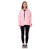Gabardine Jacket With Pockets Front Buttons Rose Color OJ-512R