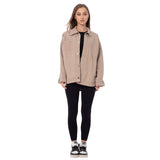 Gabardine Jacket With Pockets Front Buttons Beige Color OJ-512CR