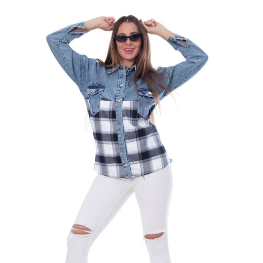 Caro Jeans Shirt Black and White MT-034B