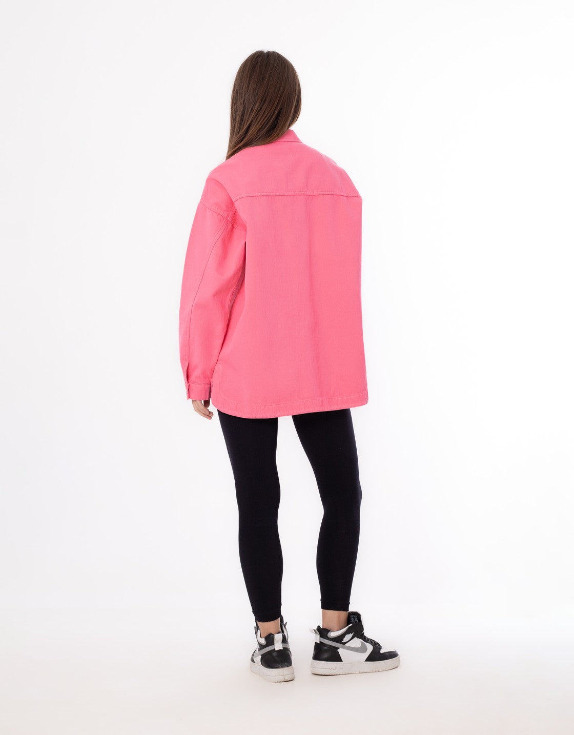 Gabardine Jacket With Pockets Front Buttons Pink Color OJ-512P