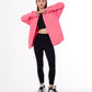 Gabardine Jacket With Pockets Front Buttons Pink Color OJ-512P