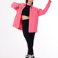Gabardine Jacket With Pockets Front Buttons Pink Color OJ-512P