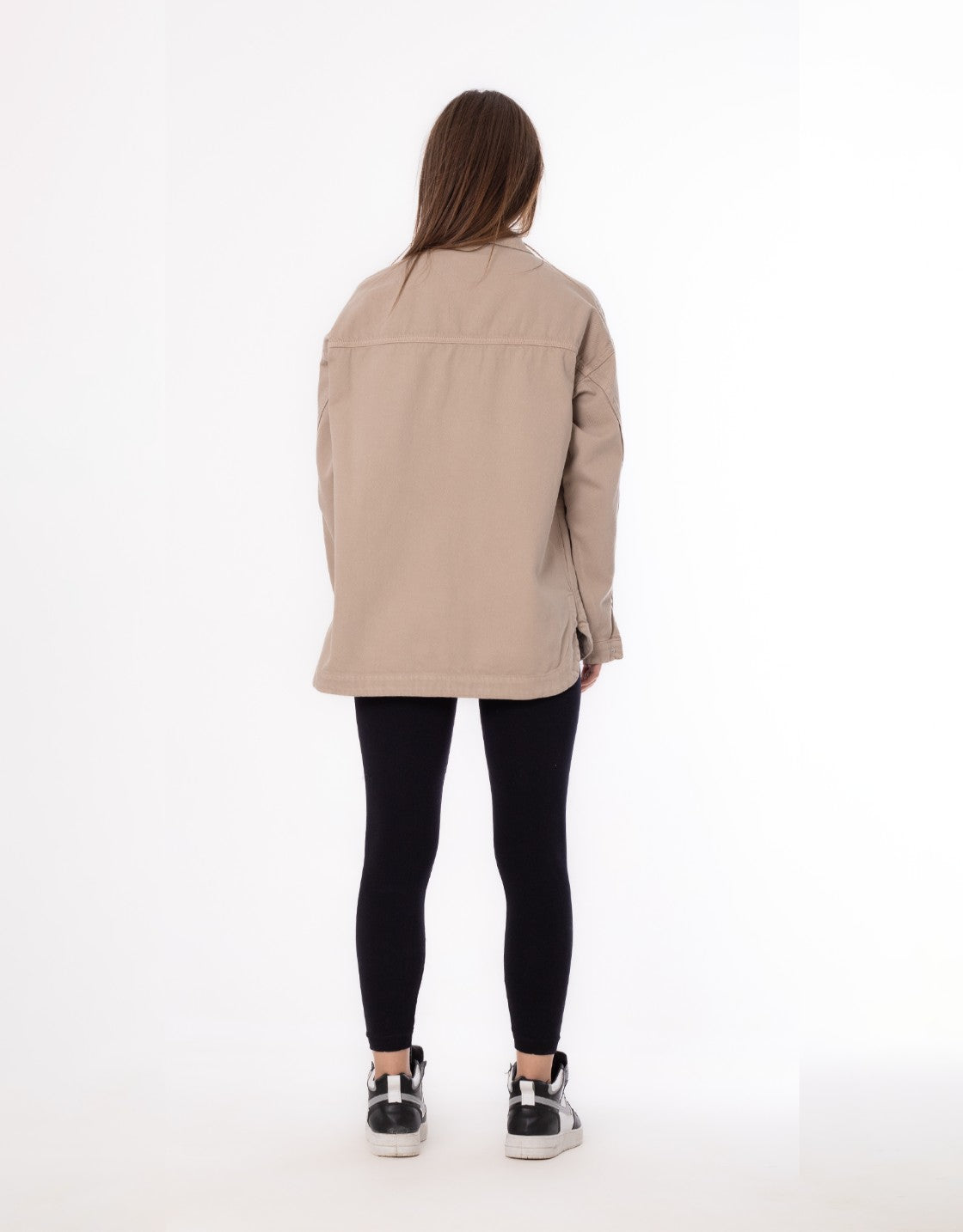 Gabardine Jacket With Pockets Front Buttons Beige Color OJ-512CR