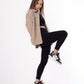 Gabardine Jacket With Pockets Front Buttons Beige Color OJ-512CR
