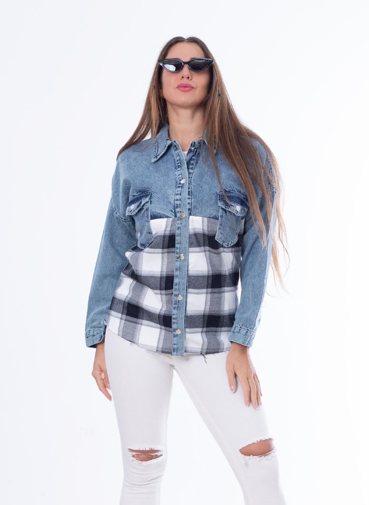 Caro Jeans Shirt Black and White MT-034B