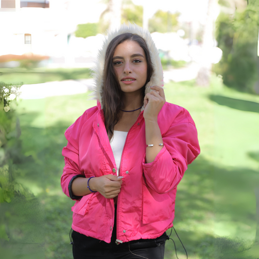 Waterproof Quilted Short Jacket Pink OJ-069P