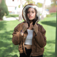 Waterproof Quilted Short Jacket Brown OJ-069BR