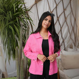 Gabardine Jacket With Strass Pink Color OJS-512P