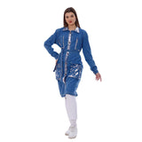 Long Jacket Mettllic Medium Blue