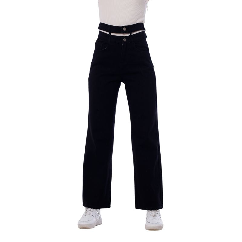 Stright Gabardine Pants Double Belt Black OB-613BK
