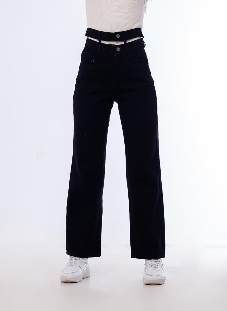 Stright Gabardine Pants Double Belt Black OB-613BK