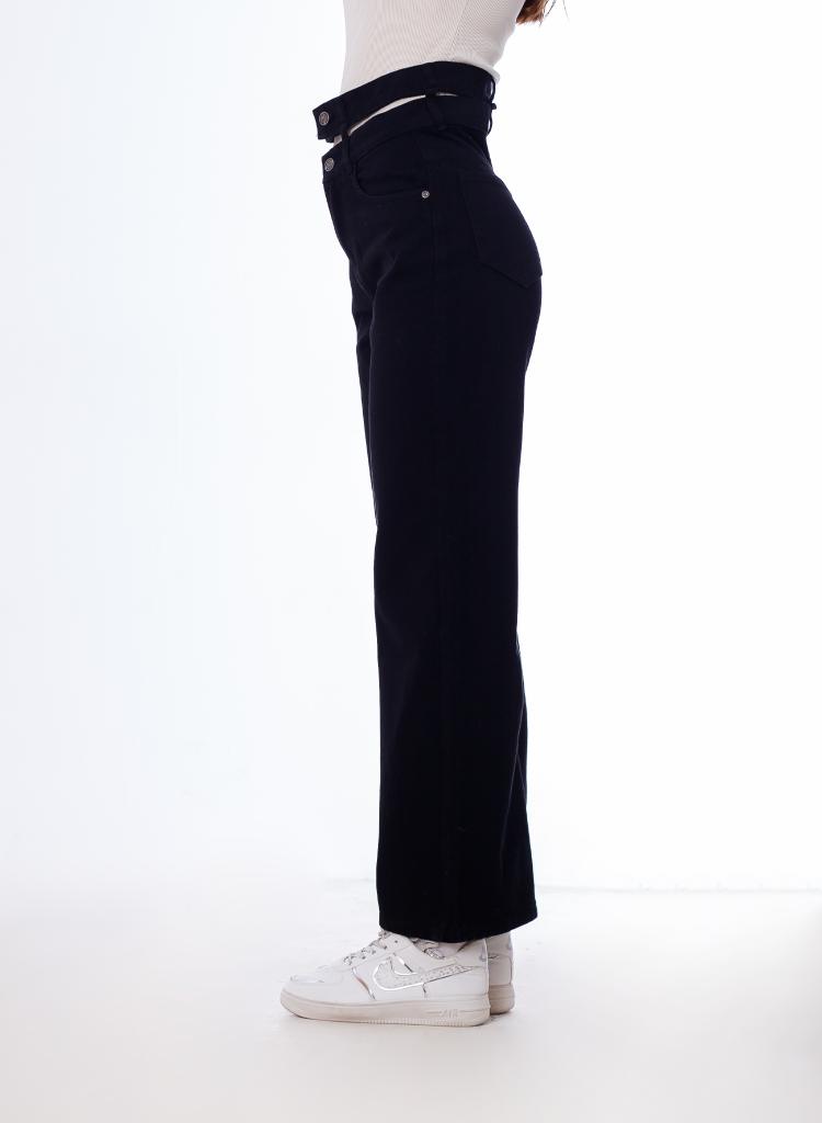 Stright Gabardine Pants Double Belt Black OB-613BK