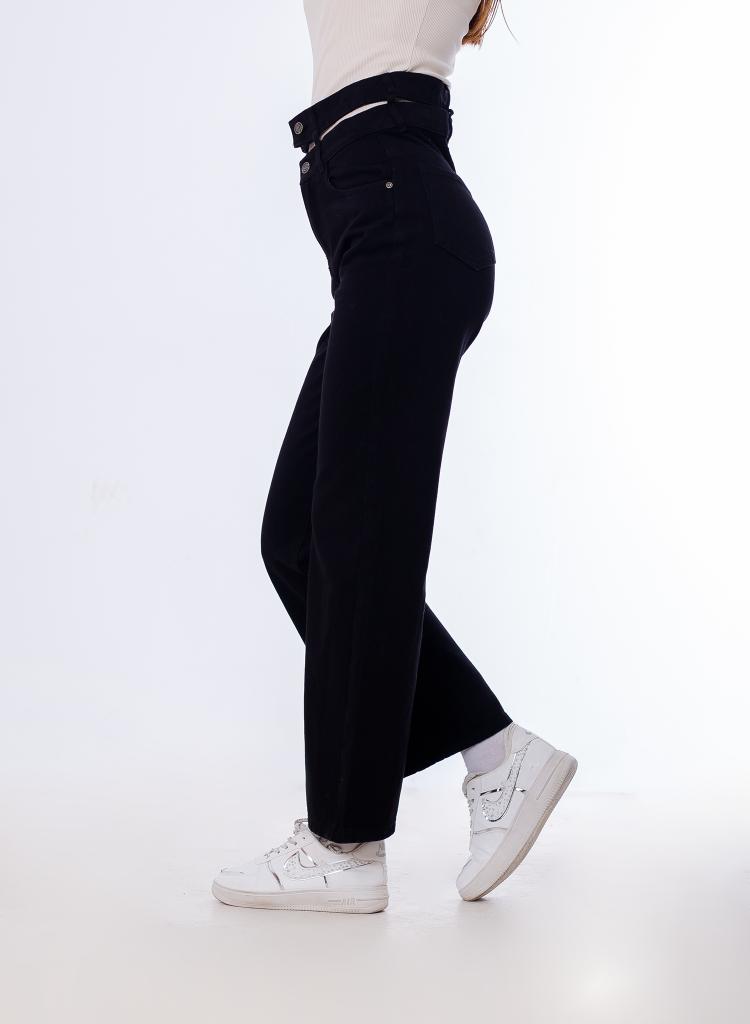 Stright Gabardine Pants Double Belt Black OB-613BK