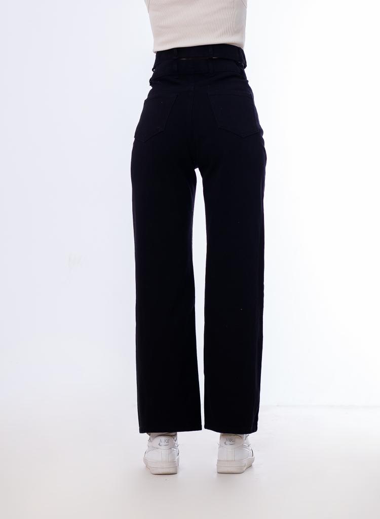Stright Gabardine Pants Double Belt Black OB-613BK