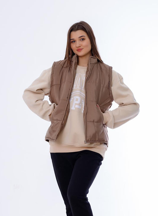 Waterproof Short Vest Brown Color OJ-518B