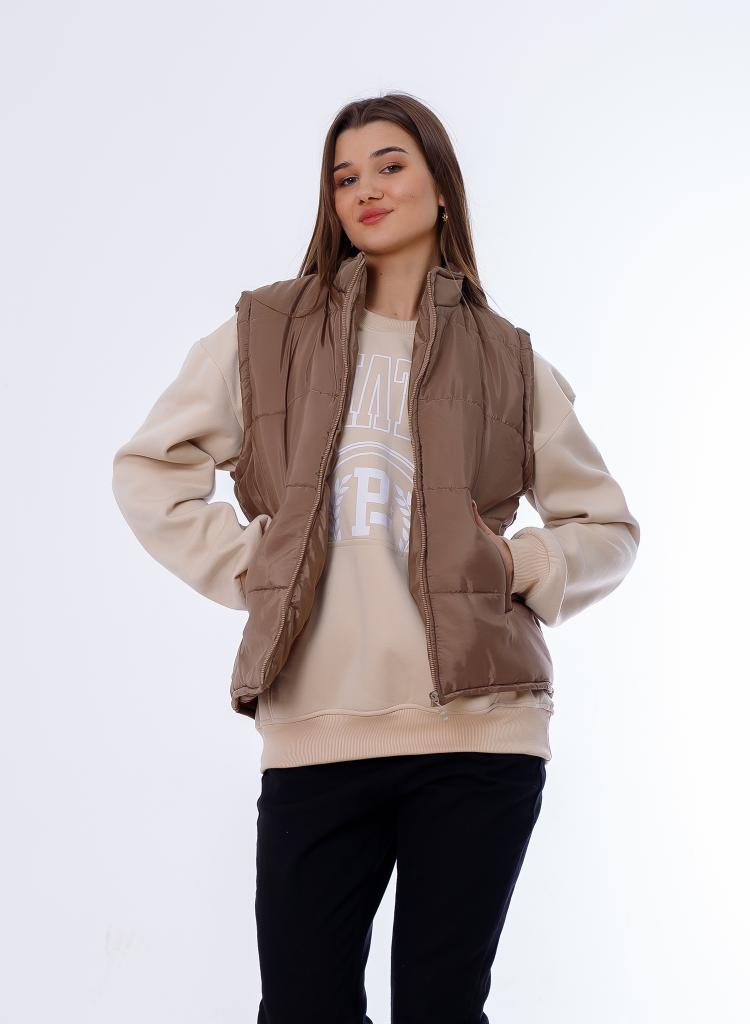 Waterproof Short Vest Brown Color OJ-518B