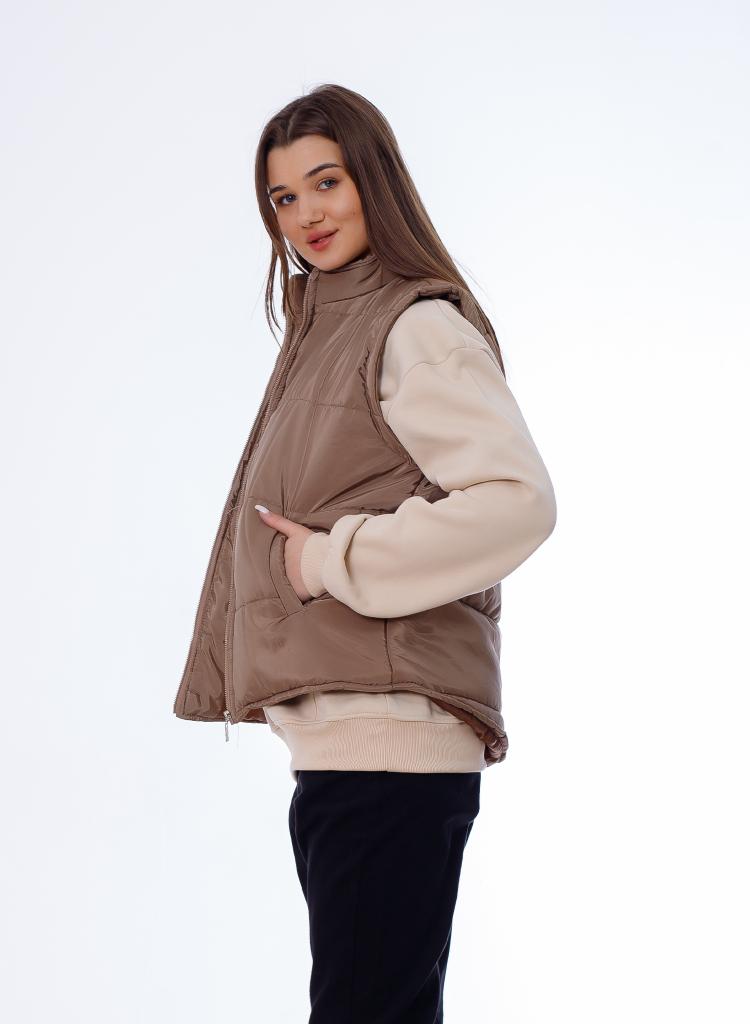 Waterproof Short Vest Brown Color OJ-518B
