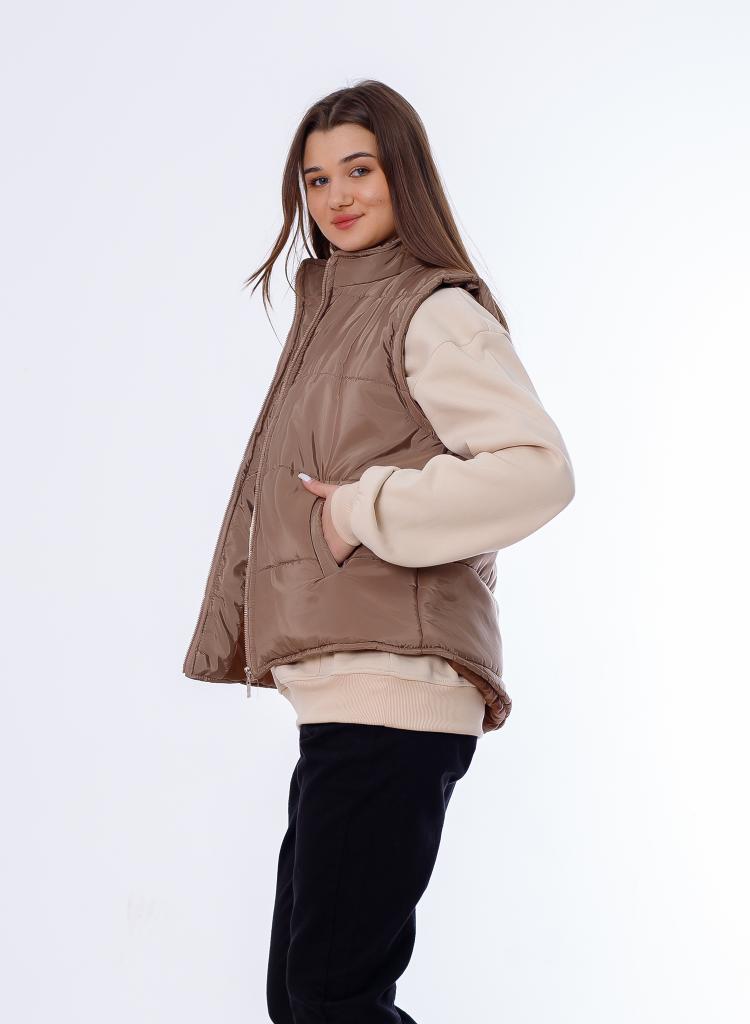 Waterproof Short Vest Brown Color OJ-518B