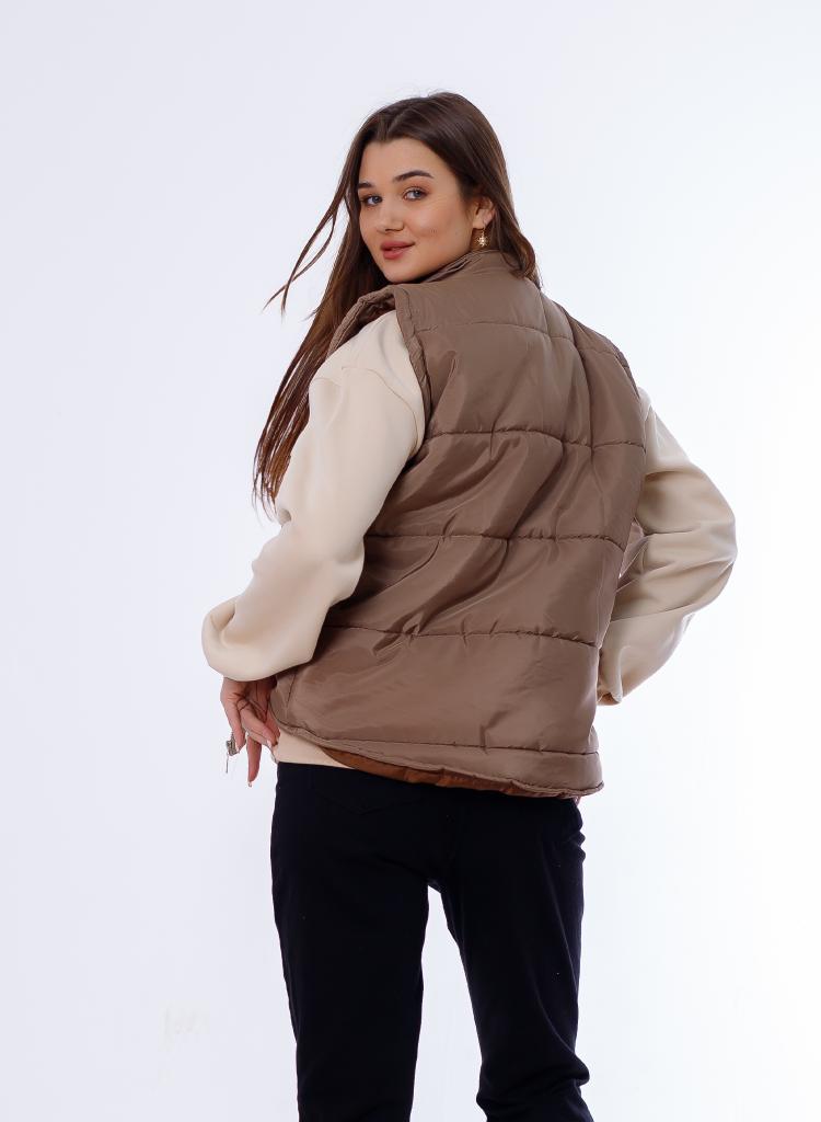 Waterproof Short Vest Brown Color OJ-518B