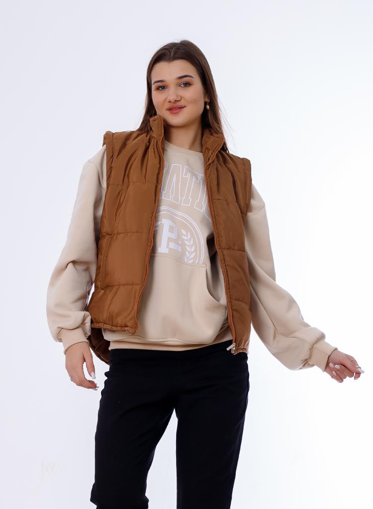 Waterproof Short Vest Brown Color OJ-518B
