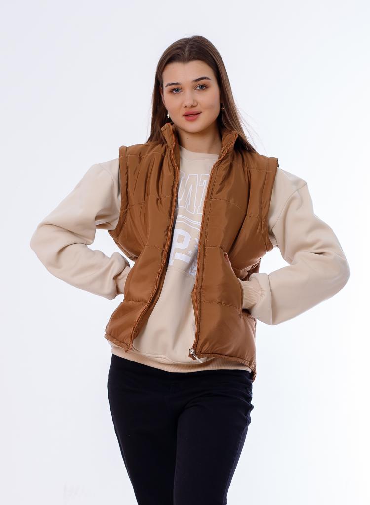 Waterproof Short Vest Brown Color OJ-518B