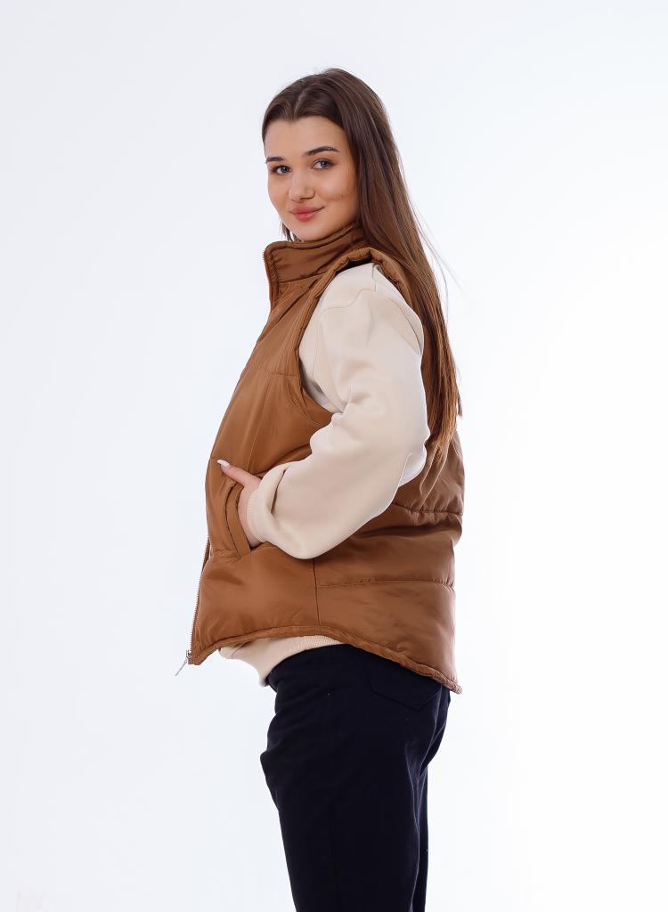 Waterproof Short Vest Brown Color OJ-518B