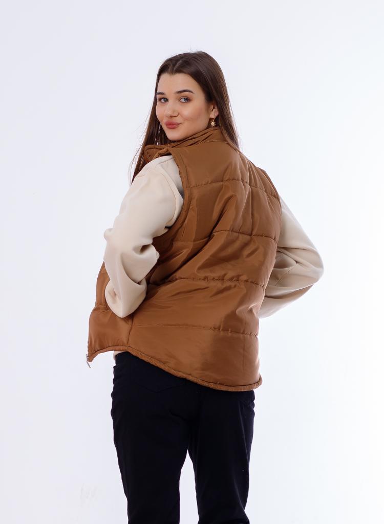 Waterproof Short Vest Brown Color OJ-518B
