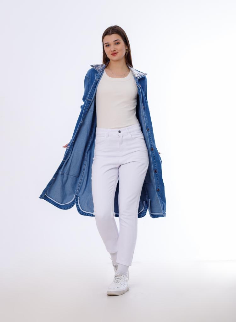 Long Jacket Mettllic Medium Blue