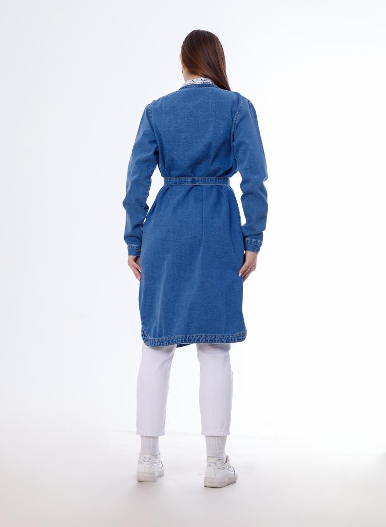 Long Jacket Mettllic Medium Blue