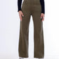Stright Gabardine Pants Double Belts Oil Green OB-613Z