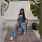 Salopette Straight Raw Cut Leg Light Blue OS-141-1C