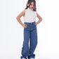 High Waist Straight Dark Blue Jeans Pants Teenager OB-397A