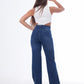 High Waist Straight Dark Blue Jeans Pants OB-350A