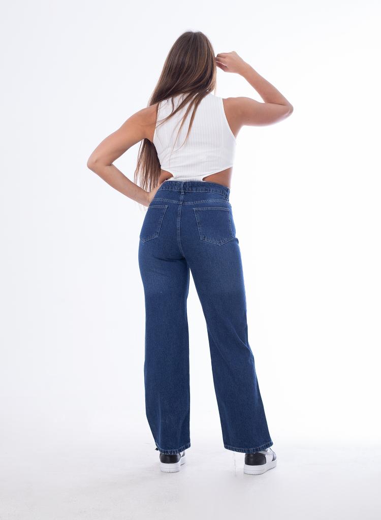 High Waist Straight Dark Blue Jeans Pants OB-350A
