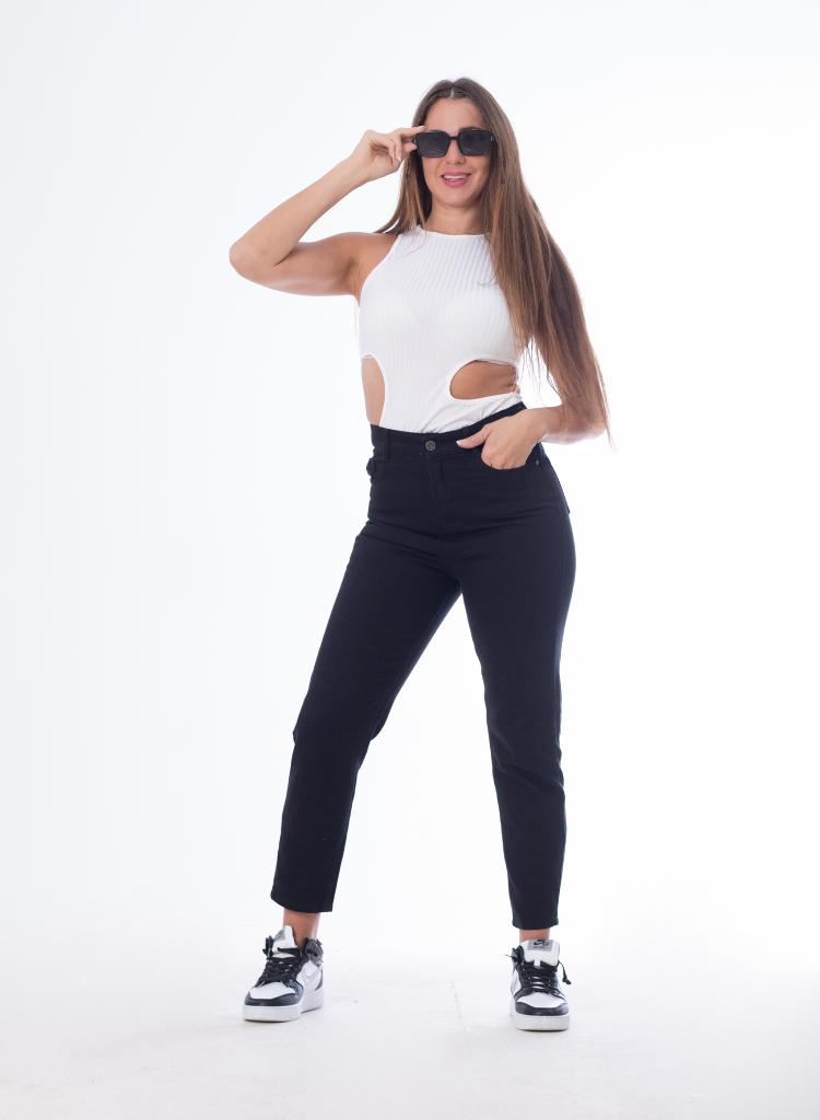 MomFit Boyfriend Black Gabardine OB-275BL