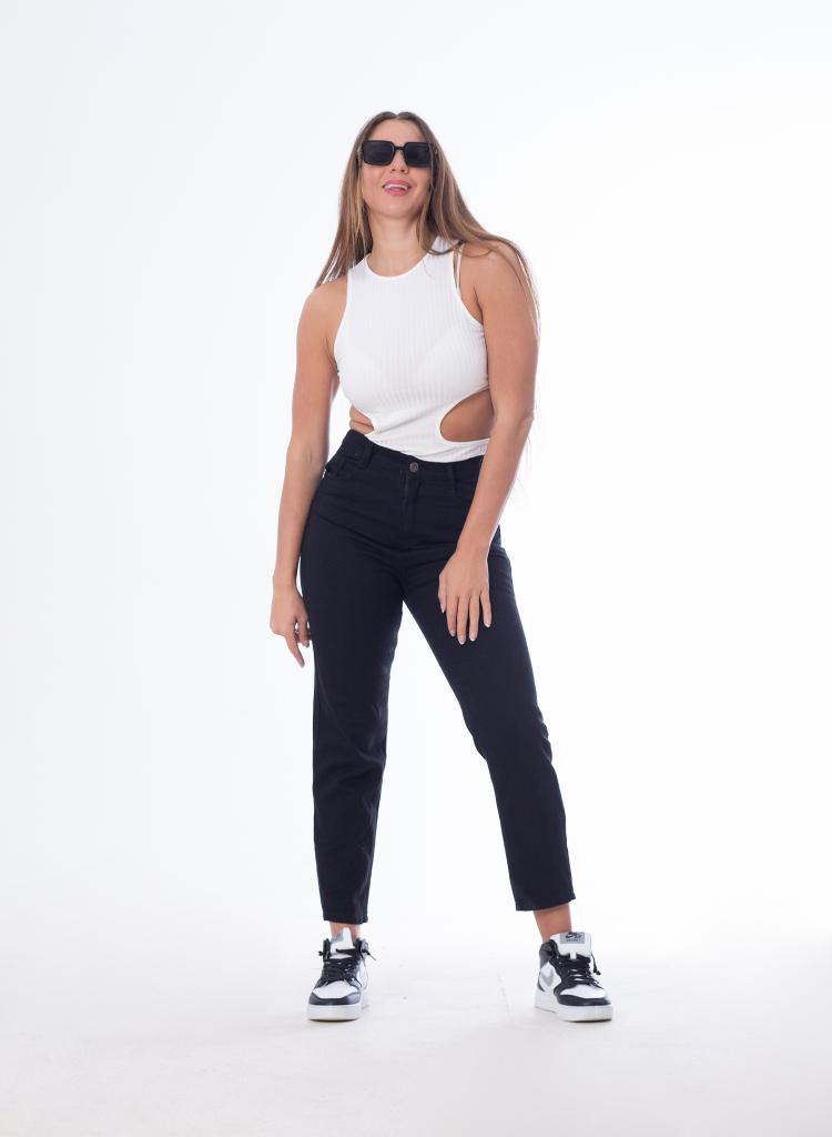 MomFit Boyfriend Black Gabardine OB-275BL