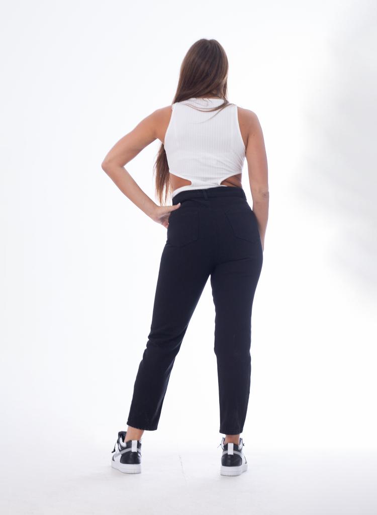MomFit Boyfriend Black Gabardine OB-275BL