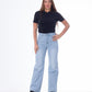High Waist Straight Ice Blue Jeans Pants OB-350i