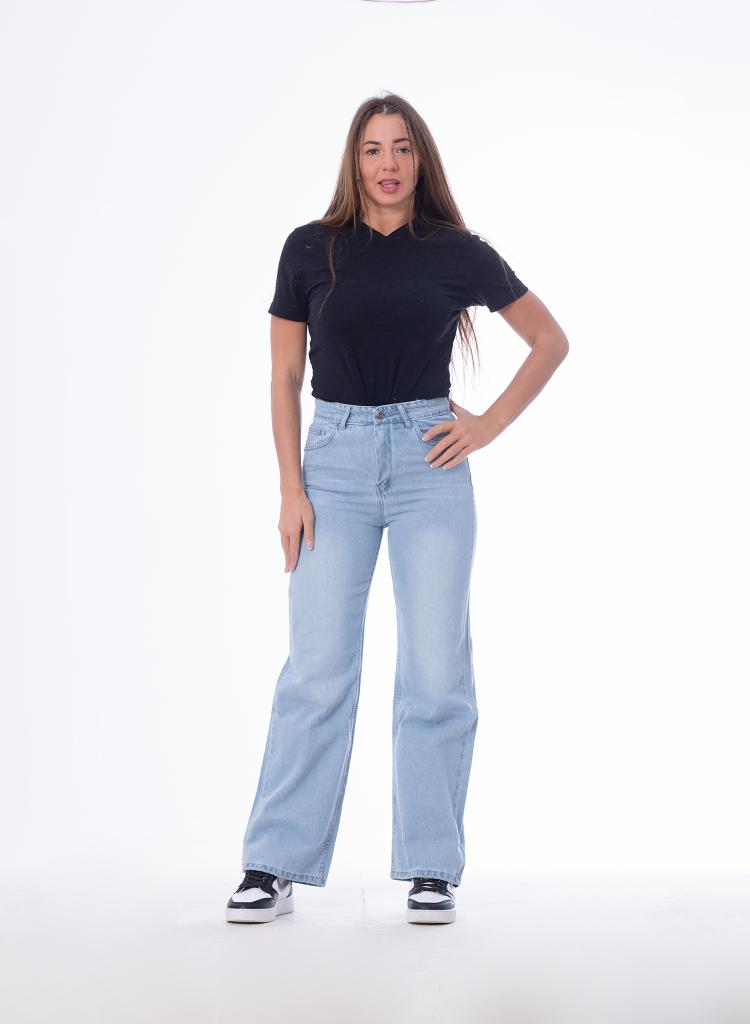 High Waist Straight Ice Blue Jeans Pants OB-350i