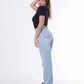High Waist Straight Ice Blue Jeans Pants OB-350i