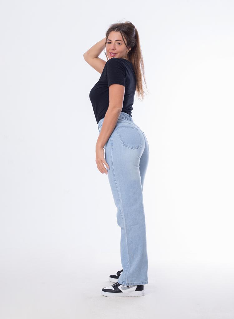 High Waist Straight Ice Blue Jeans Pants OB-350i