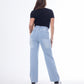 High Waist Straight Ice Blue Jeans Pants OB-350i
