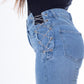 High Waist Eyelet Chain Detail Jeans Dark Blue OB-616B