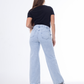High Waist Eyelet Chain Detail Jeans Ice Blue OB-616i