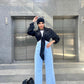 Strass Studded Jeans Pants Light Blue OBS-350C